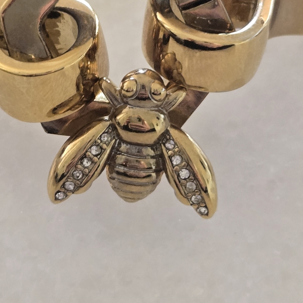 Bee & Rhinestone Bangle Bracelet, Rhinestone, Anne Klein - Picture 4 of 9